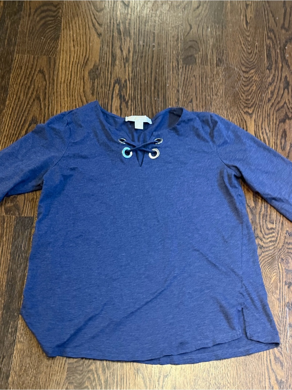 Michael Kors Blue Lace-Up Long Sleeve Tunic